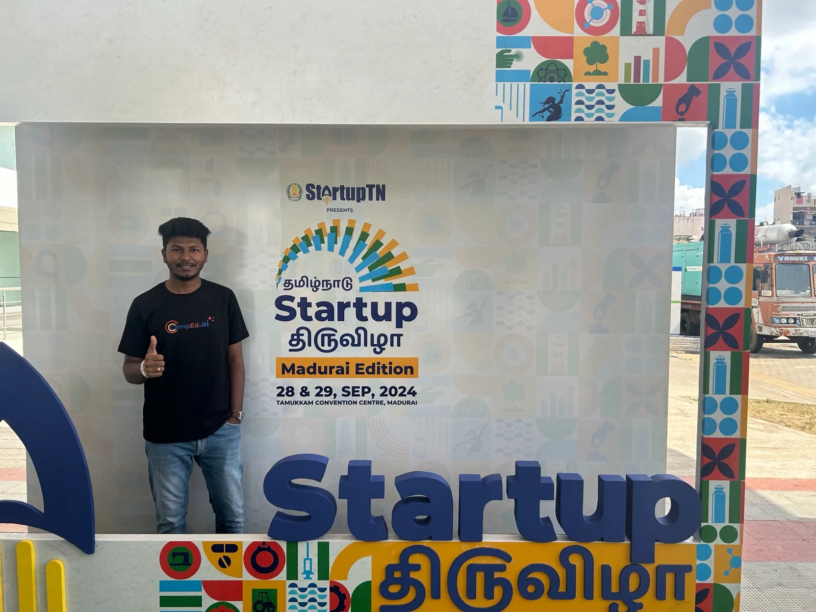 Standing at the Startup Thiruvizha Madurai edition entrance